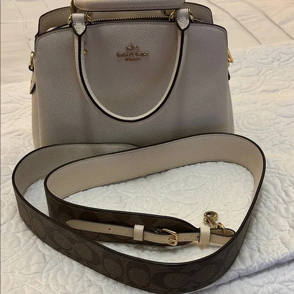 Coach Ivory Leather Satchel with Gold Accents - Picture 8 of 9